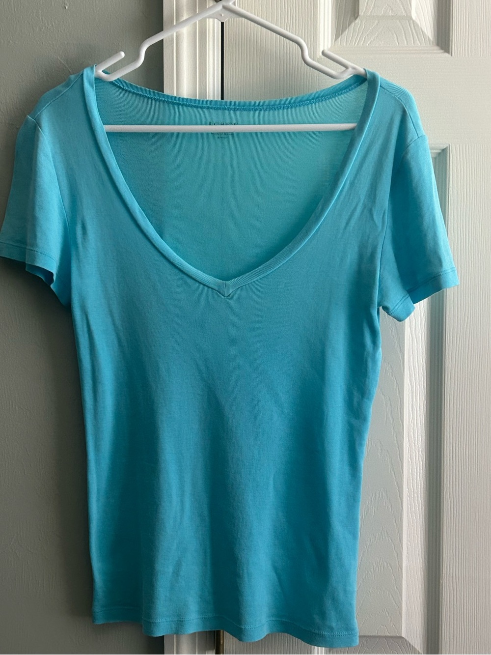Basic V-Neck Short Sleeve Top - Aqua  Blue by J Crew